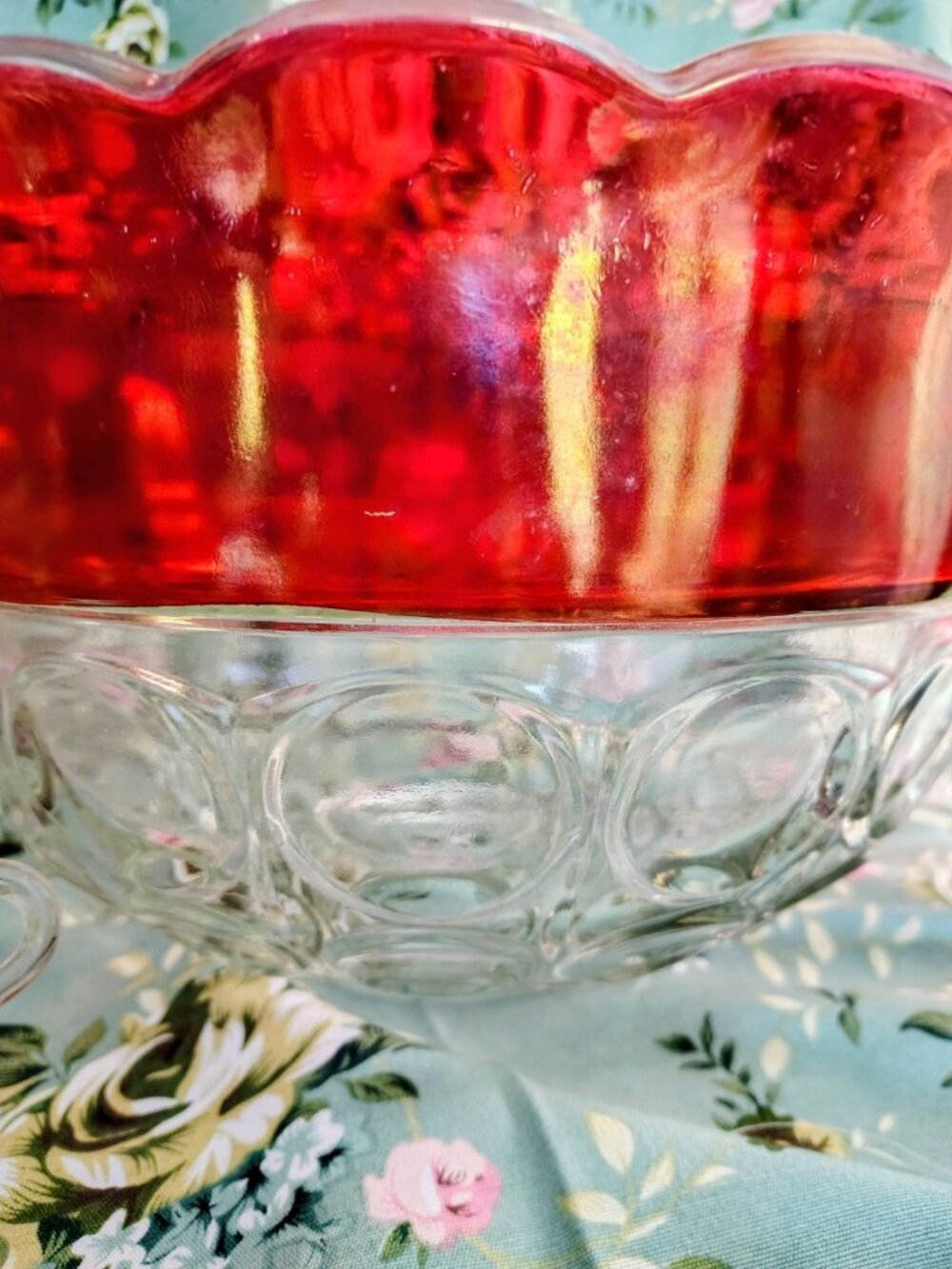 Vintage 1960s Indiana Glass Company Cranberry Red Glass Bowl, 11 Glasses, Set - Picture 7 of 16